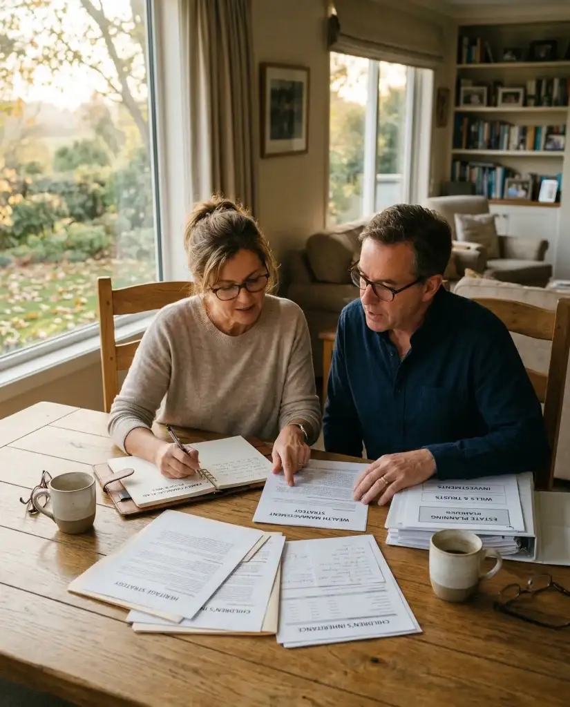 Planification de la transmission patrimoniale aux enfants avec contrôle et stratégie familiale.