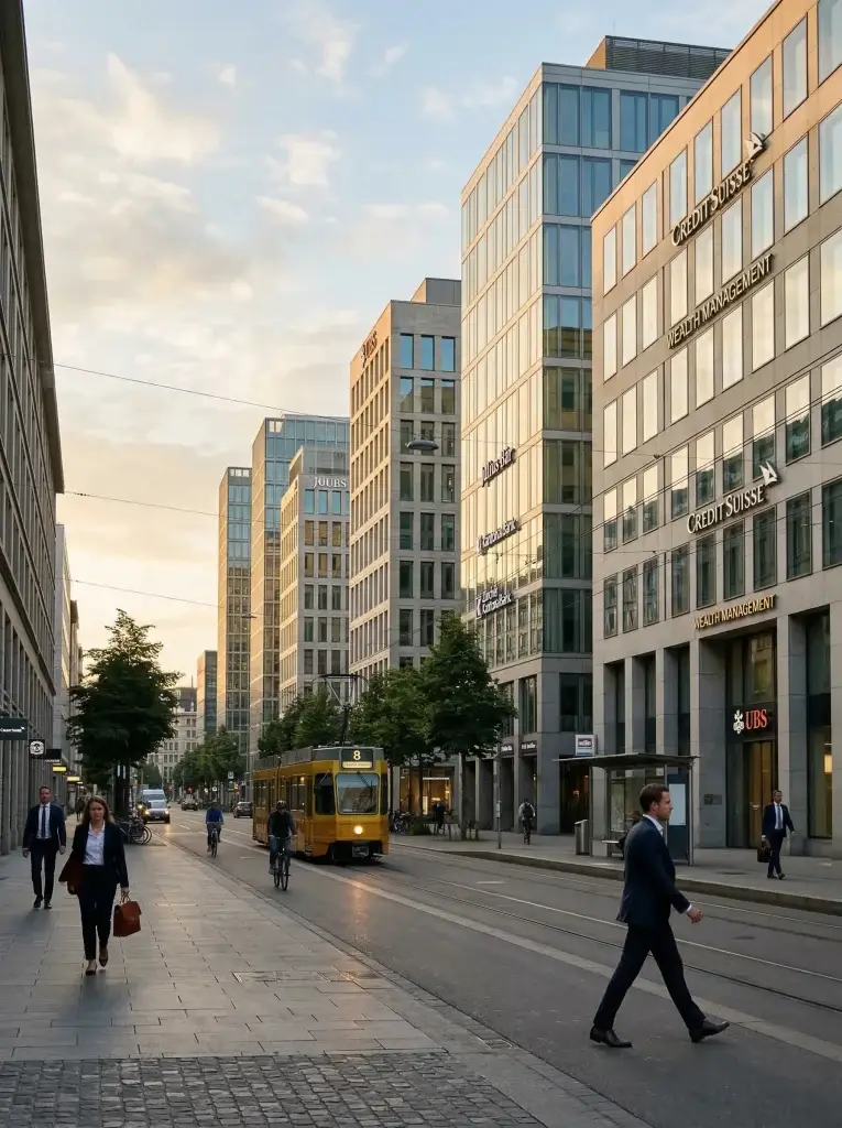 Architecture financière européenne illustrant une gestion patrimoniale internationale Suisse.