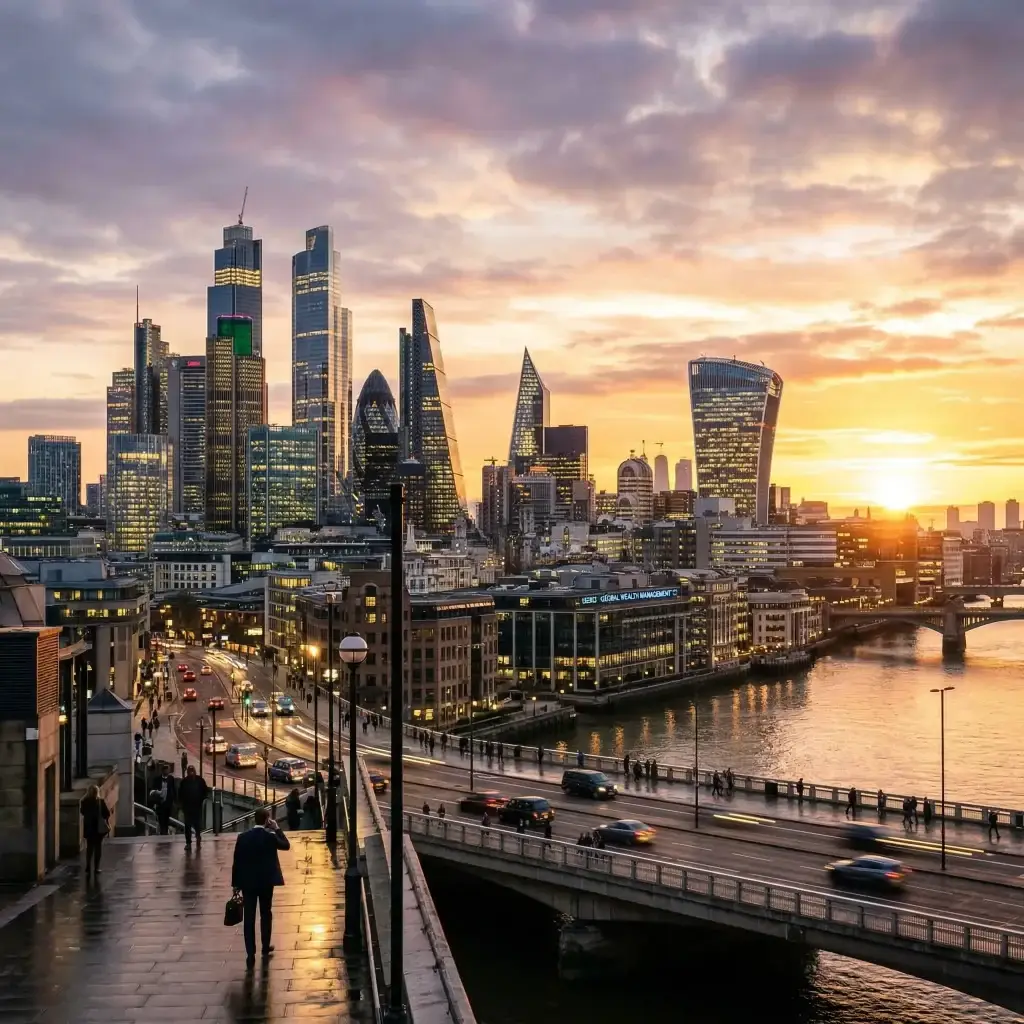 Quartier financier international symbolisant l’accès aux grandes maisons de gestion.