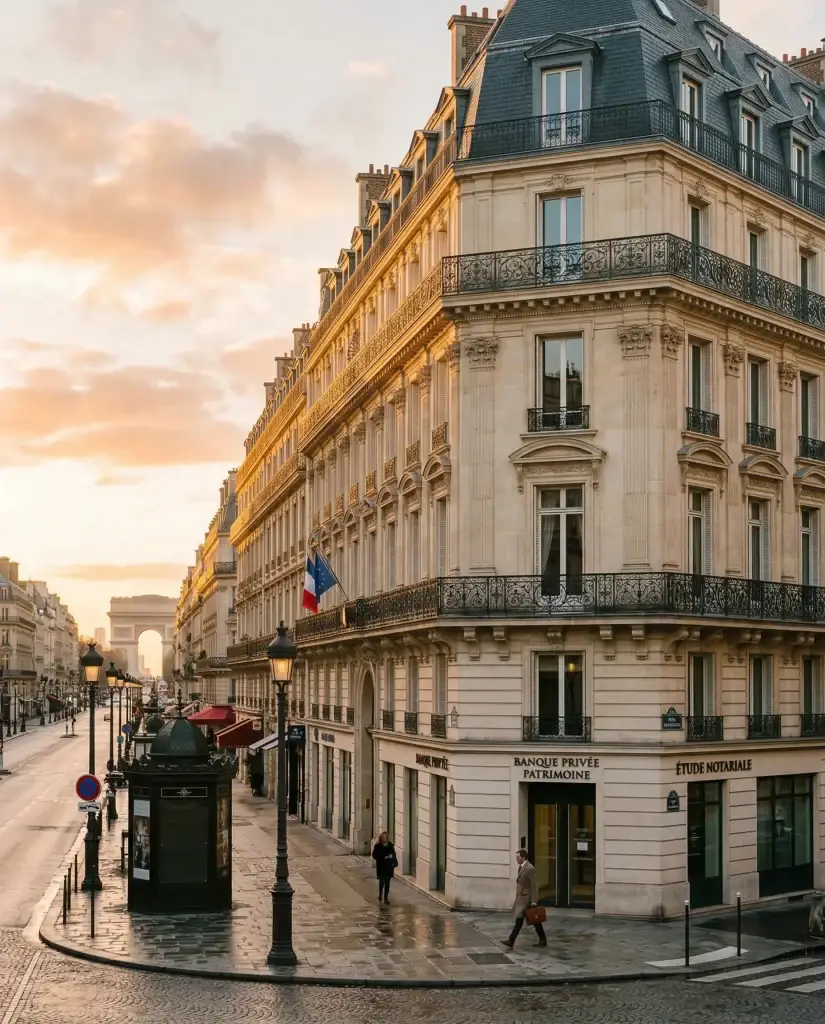 Architecture haussmannienne à Paris illustrant le contexte patrimonial et fiscal français.